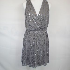 Express Wrap Dress L Sleeveless V Neck Sequins